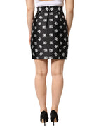 Black Dg Logo Pencil Cut High Waist Mini Skirt