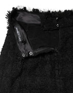 Black Nylon High Waist Open-Stitch Mini Skirt