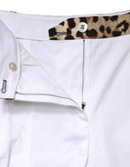 White Cotton High Waist Bermuda Mini Shorts