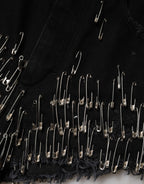 Black Pins Cotton Denim Hot Pants Shorts