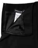 Black Cotton Pencil Cut High Waist Mini Skirt