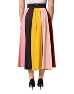Multicolor Viscose High Waist Midi Skirt