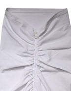 White Viscose Pencil Cut High Waist Mini Skirt