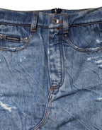 Blue Black Cotton Denim Sheer Midi Skirt