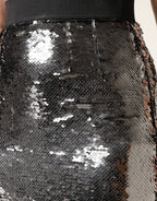 Metallic Gray Sequin High Waist Mermaid Skirt