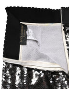 Metallic Gray Sequin High Waist Mermaid Skirt