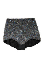 Multicolor Embellished High Waist Hot Pants Shorts