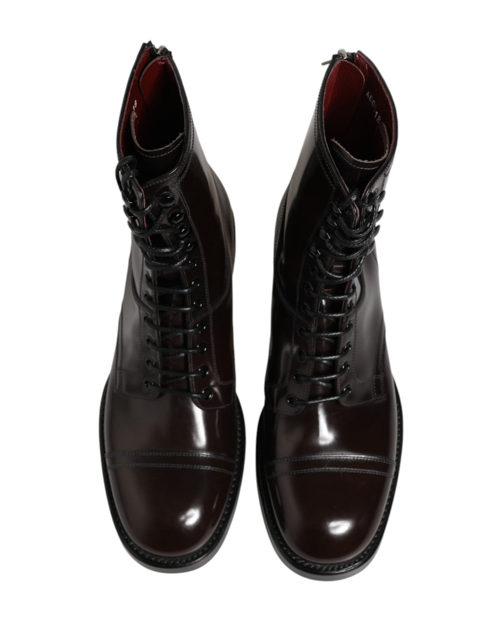 Black Leather Lace Up Mid Calf Boots Shoes