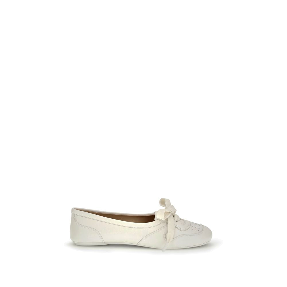 White Calf Leather Bos Taurus Ballet Flats