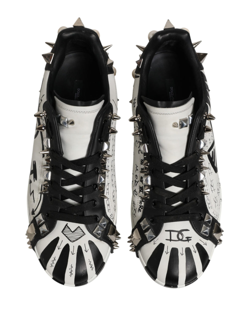 Black White Studded Low Top Sneakers Shoes