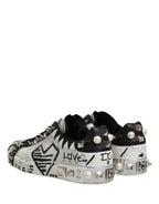 Black White Studded Low Top Sneakers Shoes