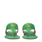 Green Leather Flip-Flop Sandals