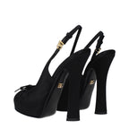 Black Satin High Heel Pumps