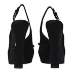 Black Satin High Heel Pumps