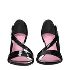 Black Leather Stiletto Heel Sandals