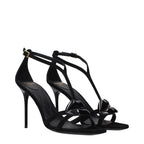 Black Leather Stiletto Heel Sandals