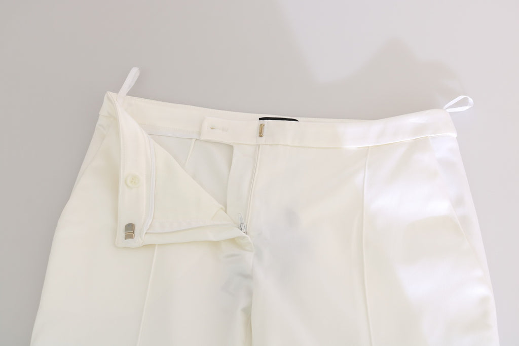 White Low Waist Cropped Skinny Trouser Pants