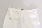 White Low Waist Cropped Skinny Trouser Pants