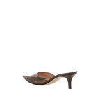 Brown Polyurethane Stiletto Heel Sandals