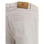 Beige Cotton Straight-Leg Jeans