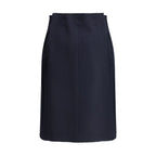Blue Fleece Wool Midi Skirt