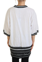 White Printed Short Sleeves Pullover Top