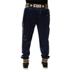 Blue Nylon Jogger Mid Waist Trouser Pants