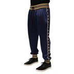 Blue Nylon Jogger Mid Waist Trouser Pants