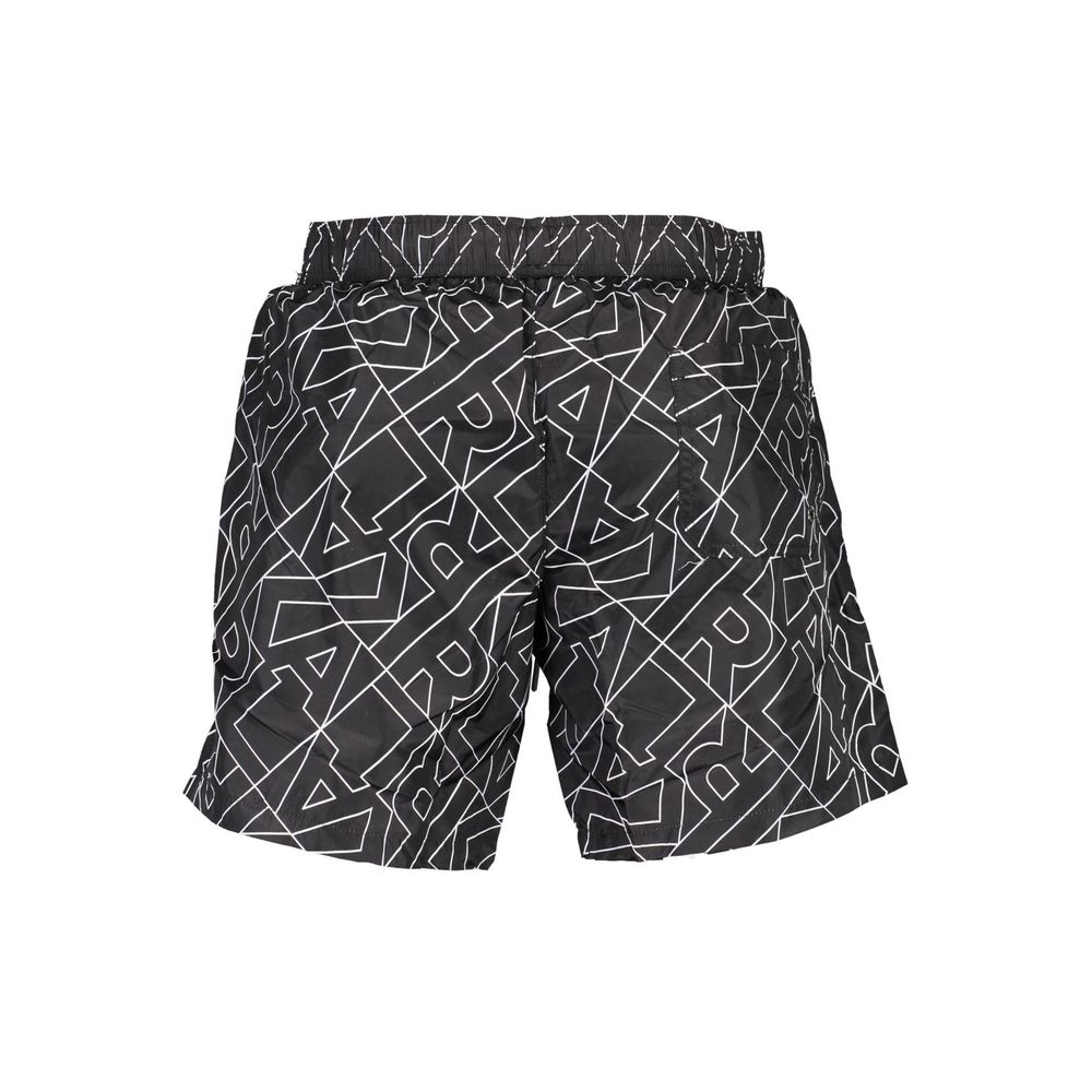 Black Polyester Men's Swim Boxer