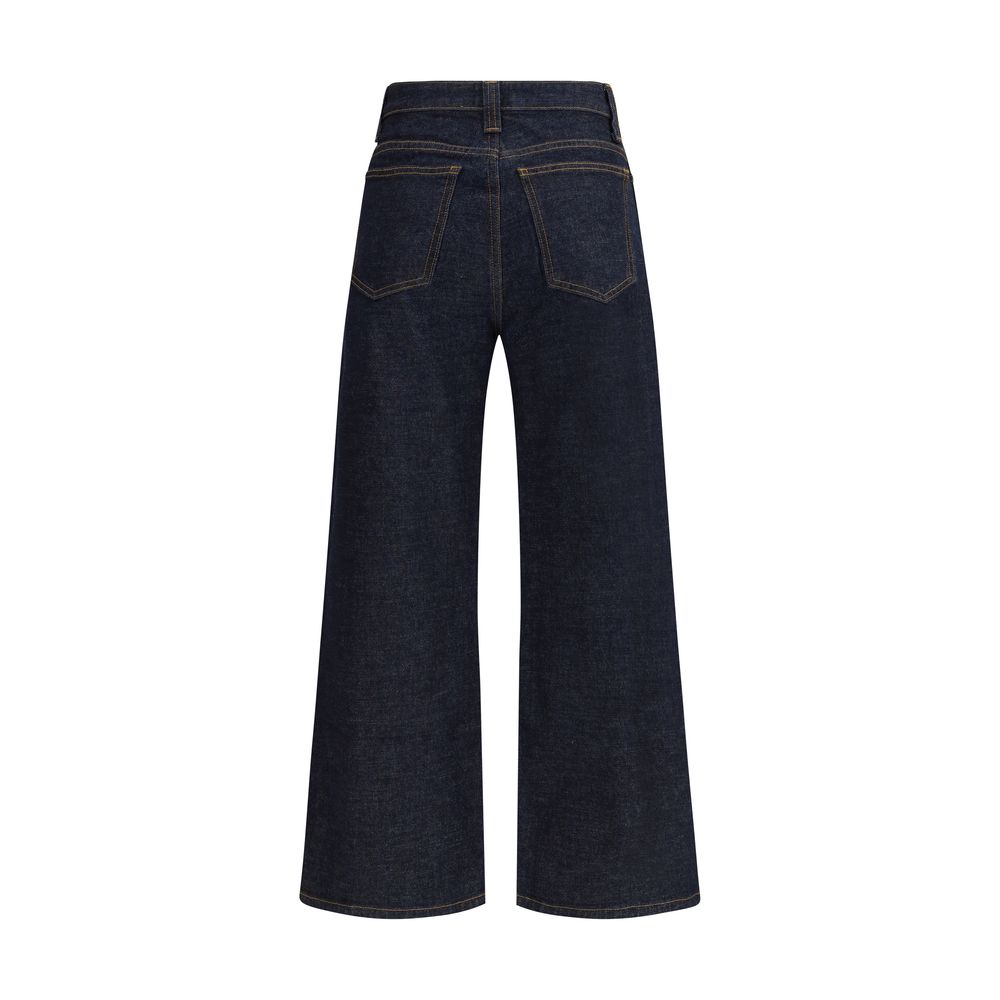 Blue Cotton Straight-Leg Jeans