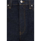 Blue Cotton Straight-Leg Jeans