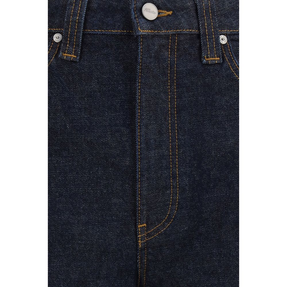 Blue Cotton Straight-Leg Jeans