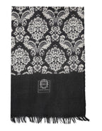 Black White Damask Patterned Lace Men Scarf