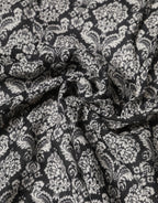 Black White Damask Patterned Lace Men Scarf