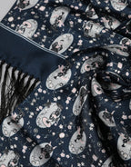 Navy Blue Silk Neck Wrap Shawl Men Scarf