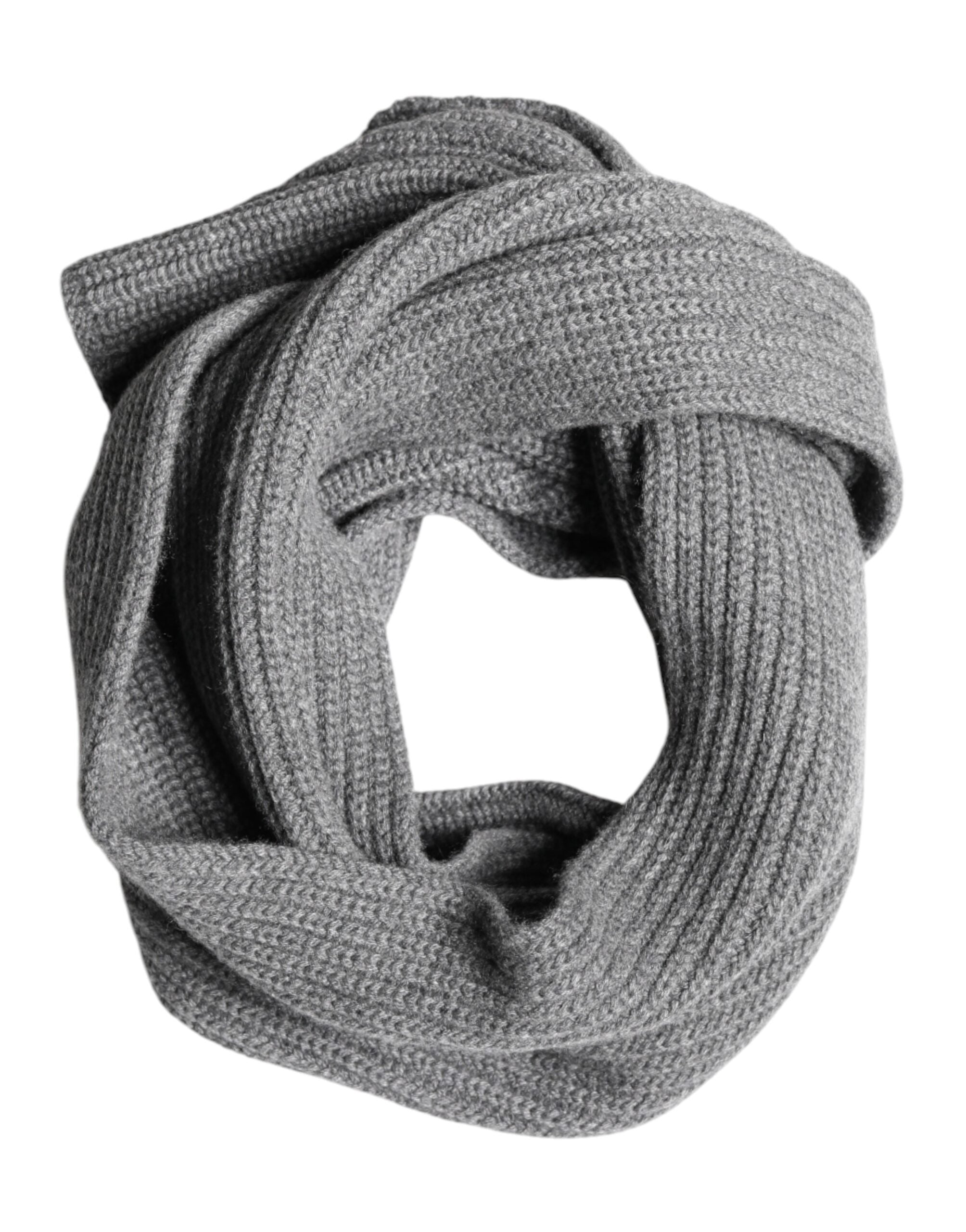 Gray Cashmere Knit Neck Wrap Shawl Scarf