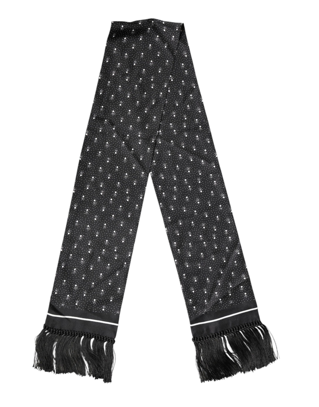 Black Silk Dotted Men Neck Wrap Shawl Scarf