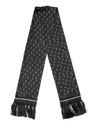 Black Silk Dotted Men Neck Wrap Shawl Scarf