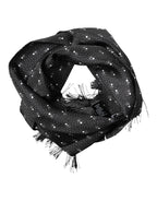 Black Silk Dotted Men Neck Wrap Shawl Scarf