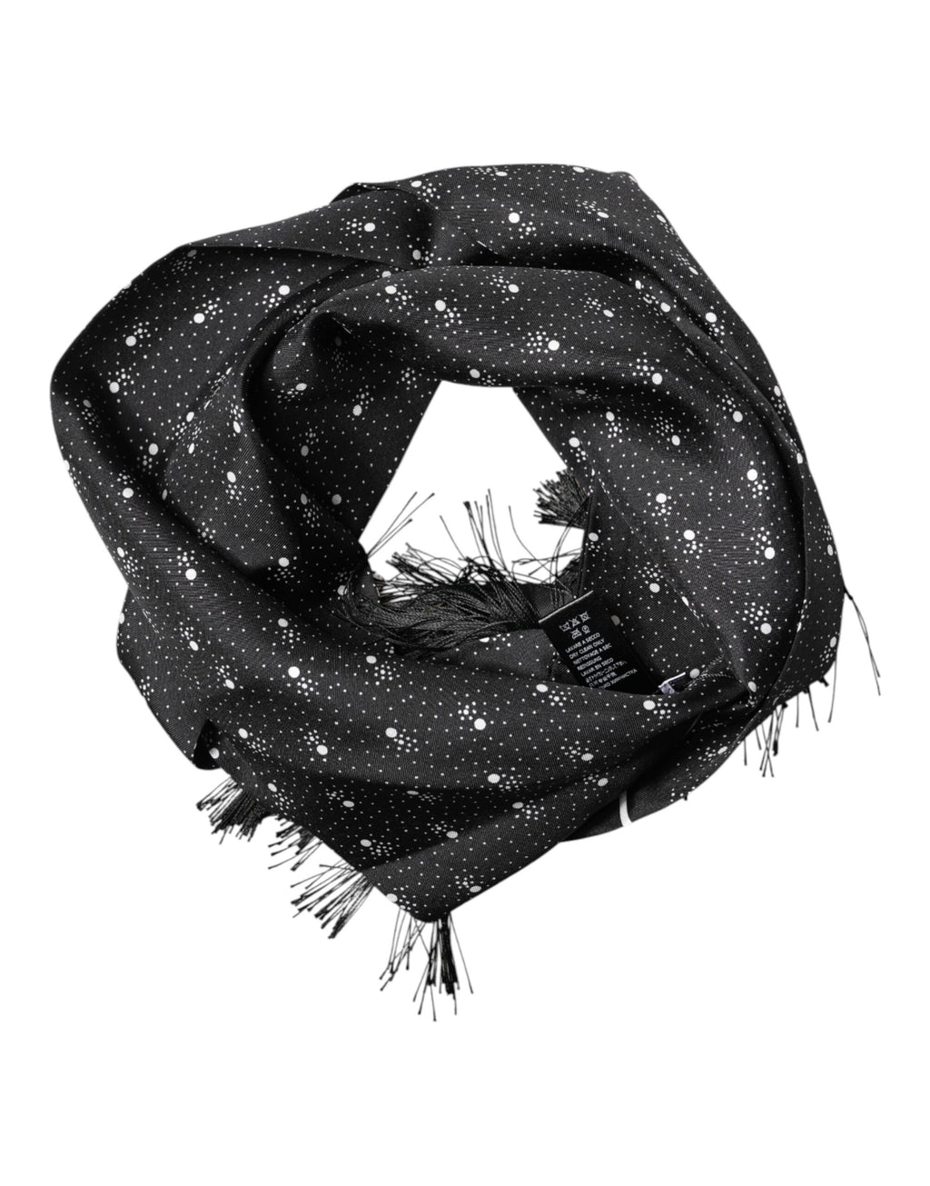 Black Silk Dotted Men Neck Wrap Shawl Scarf