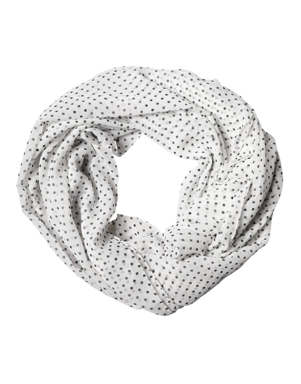 White Polka Dot Polyester Shawl Scarf