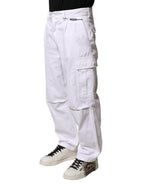 White Cotton Men Cargo Denim Trouser Jeans