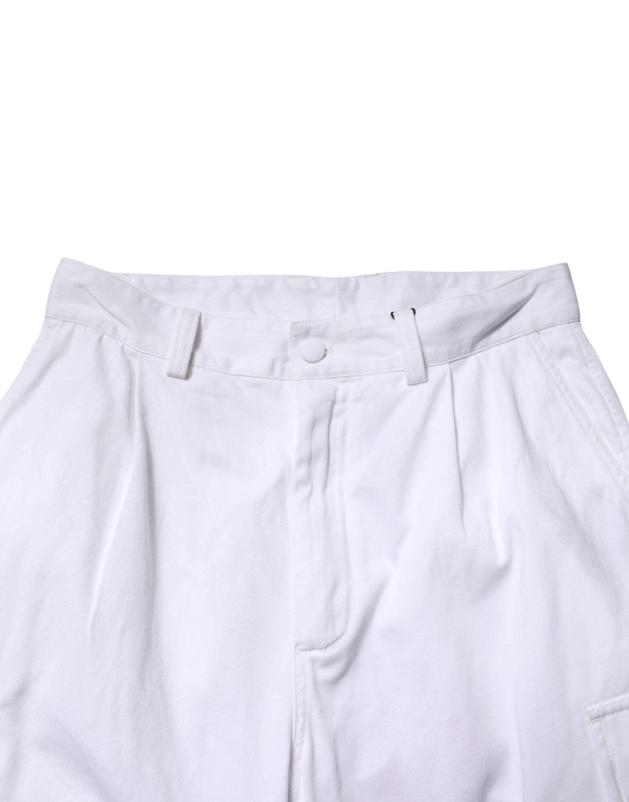 White Cotton Men Cargo Denim Trouser Jeans