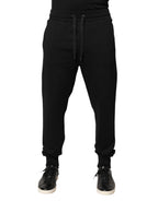 Black Cotton Mid Waist Jogger Trousers Pants