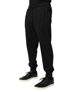Black Cotton Mid Waist Jogger Trousers Pants
