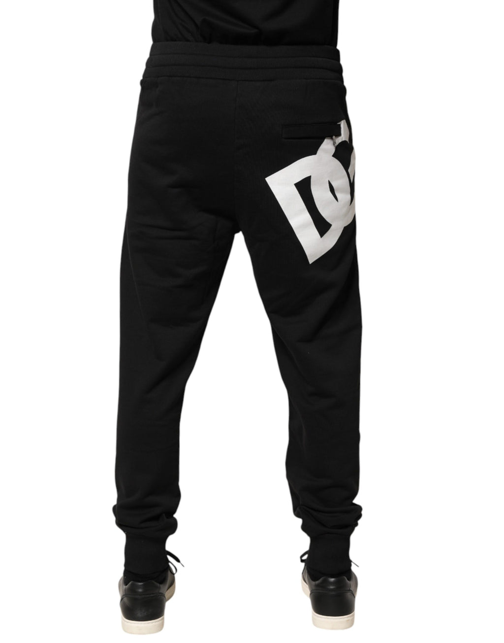 Black Cotton Mid Waist Jogger Trousers Pants