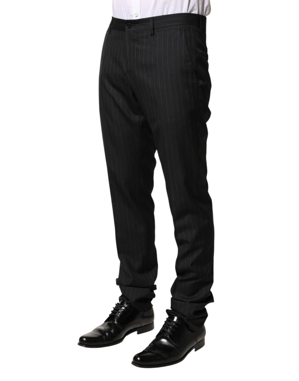 Black Stripes Wool Men Dress Trousers Pants
