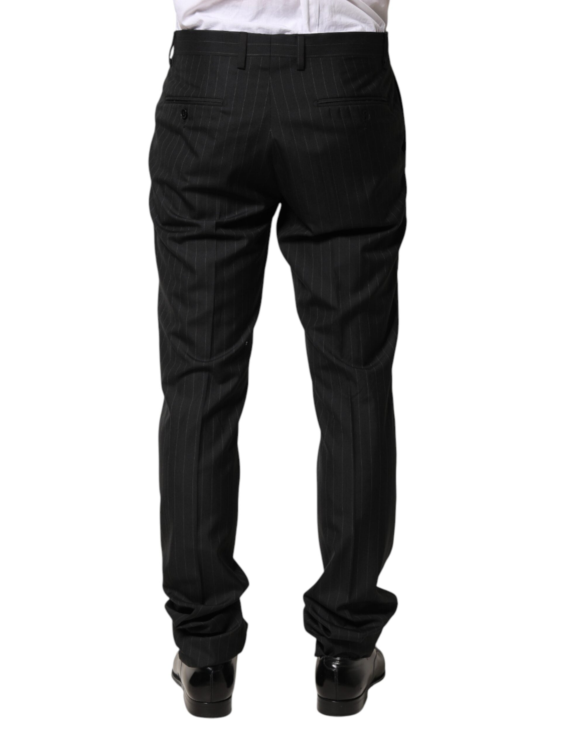 Black Stripes Wool Men Dress Trousers Pants