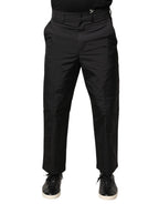 Black Mid Waist Men Tapered Dress Trouser Pants