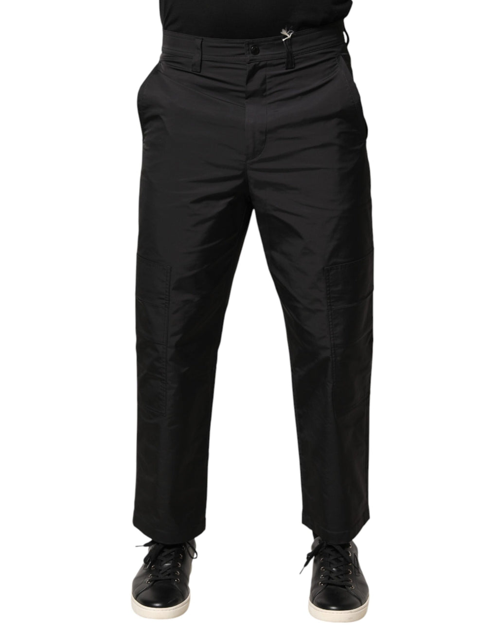 Black Mid Waist Men Tapered Dress Trouser Pants